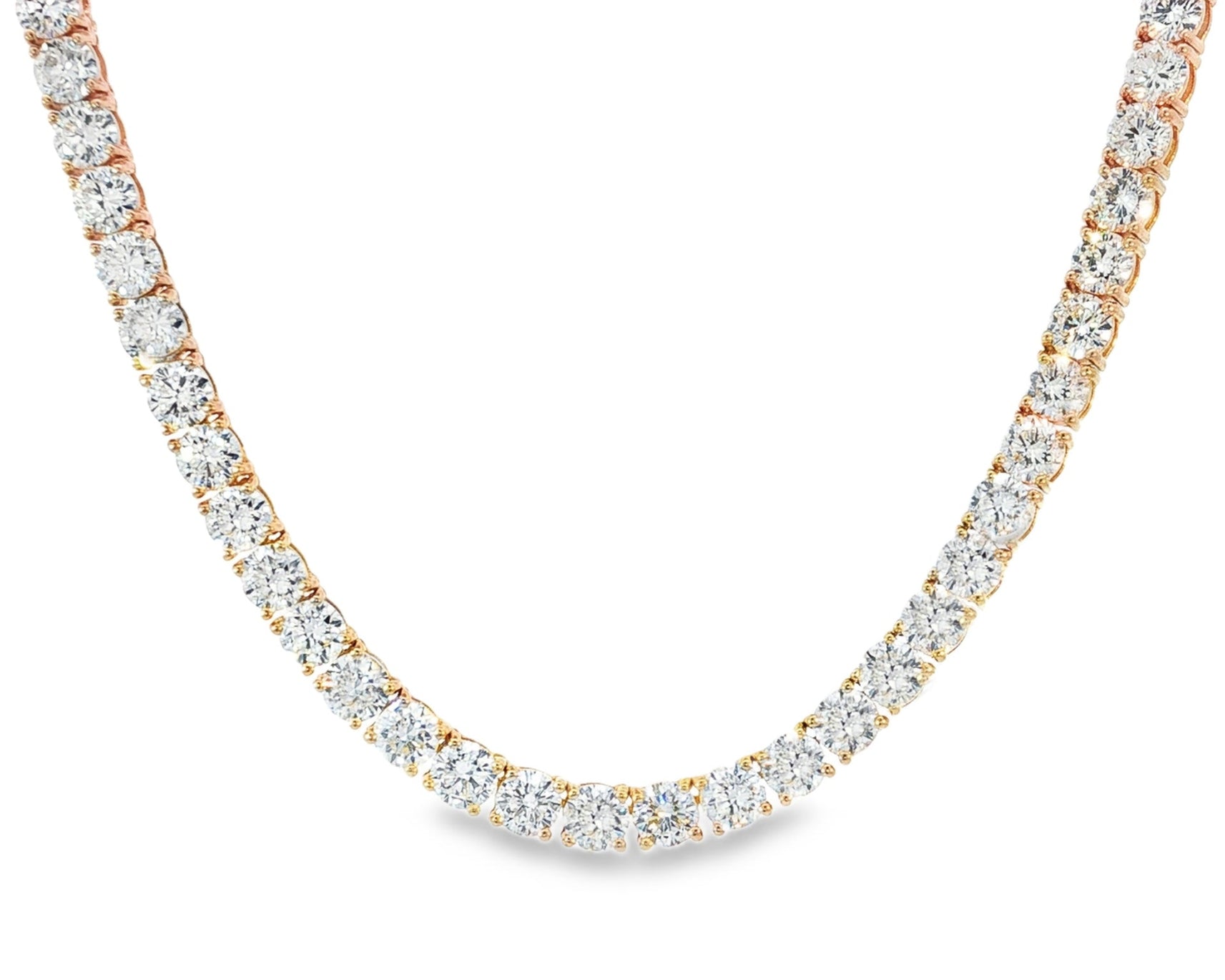 14k Gold Lab - Grown Diamond Necklace with Classic Round - Cut Tennis Design 35ct - AVI THE JEWELER