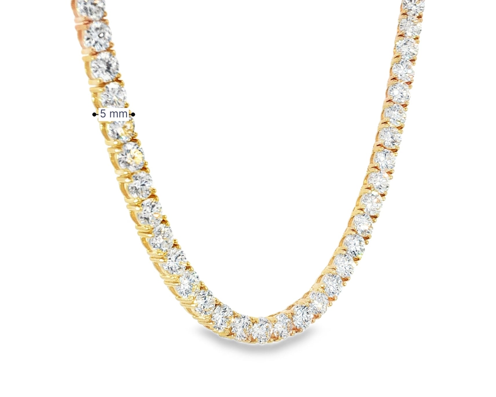 14k Gold Lab - Grown Diamond Necklace with Classic Round - Cut Tennis Design 35ct - AVI THE JEWELER