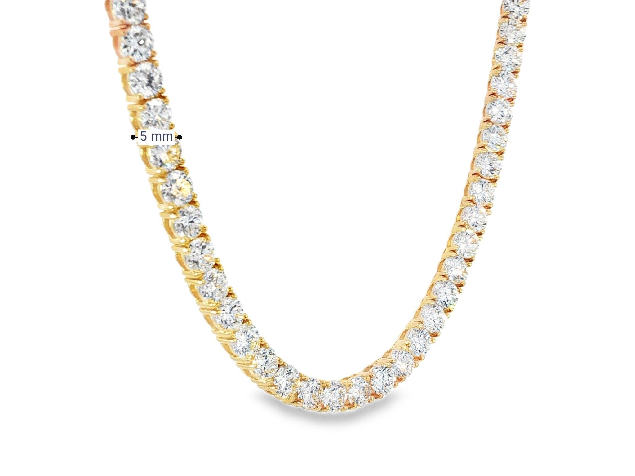 14k Gold Lab - Grown Diamond Necklace with Classic Round - Cut Tennis Design 35ct - AVI THE JEWELER