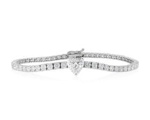 14k Gold Lab-Grown Diamond Tennis Bracelet with Heart-Shaped Center & Round-Cut Design 6.87ct
