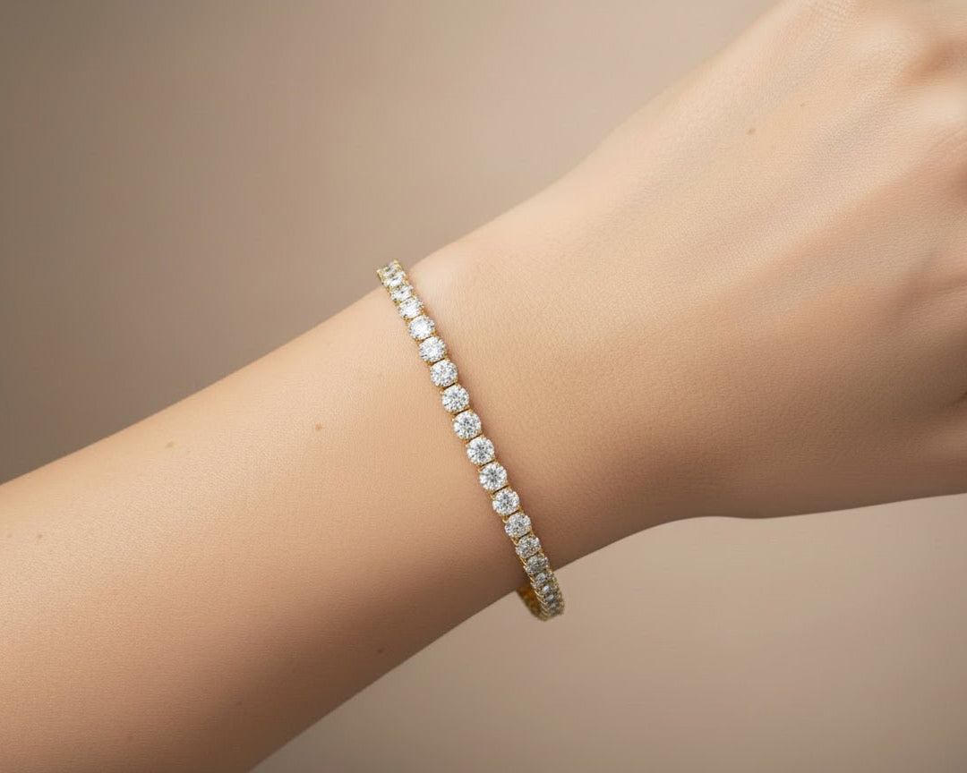 14k Gold Lab - Grown Diamond Tennis Bracelet with Round - Cut Classic Design 6.67ct - AVI THE JEWELER