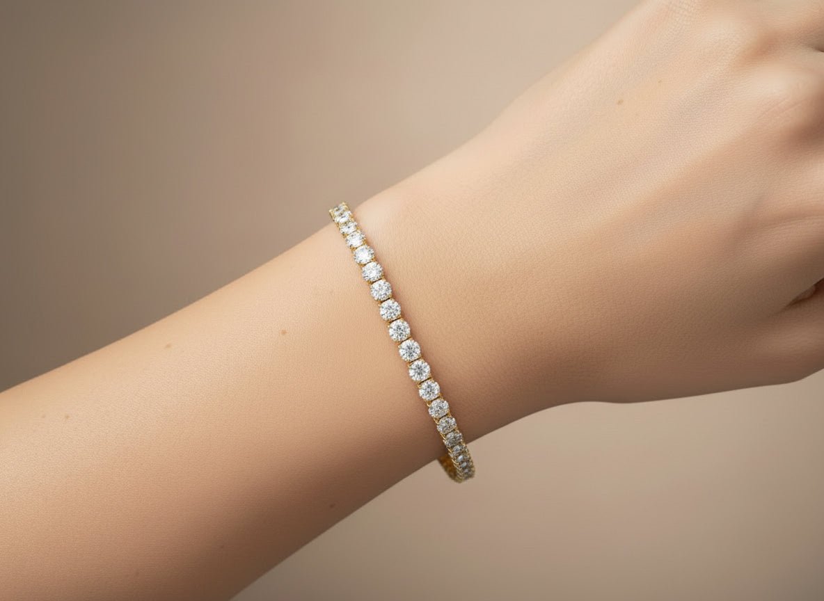 14k Gold Lab - Grown Diamond Tennis Bracelet with Round - Cut Classic Design 6.67ct - AVI THE JEWELER