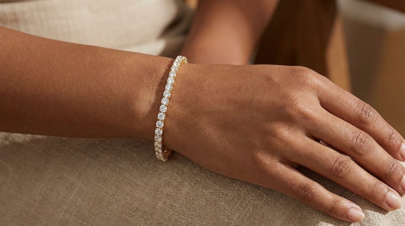 14k Gold Lab - Grown Diamond Tennis Bracelet with Round - Cut Design 12.84ct - AVI THE JEWELER