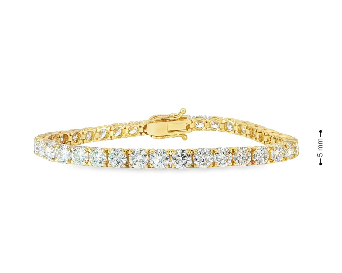 14k Gold Lab - Grown Diamond Tennis Bracelet with Round - Cut Design 12.84ct - AVI THE JEWELER