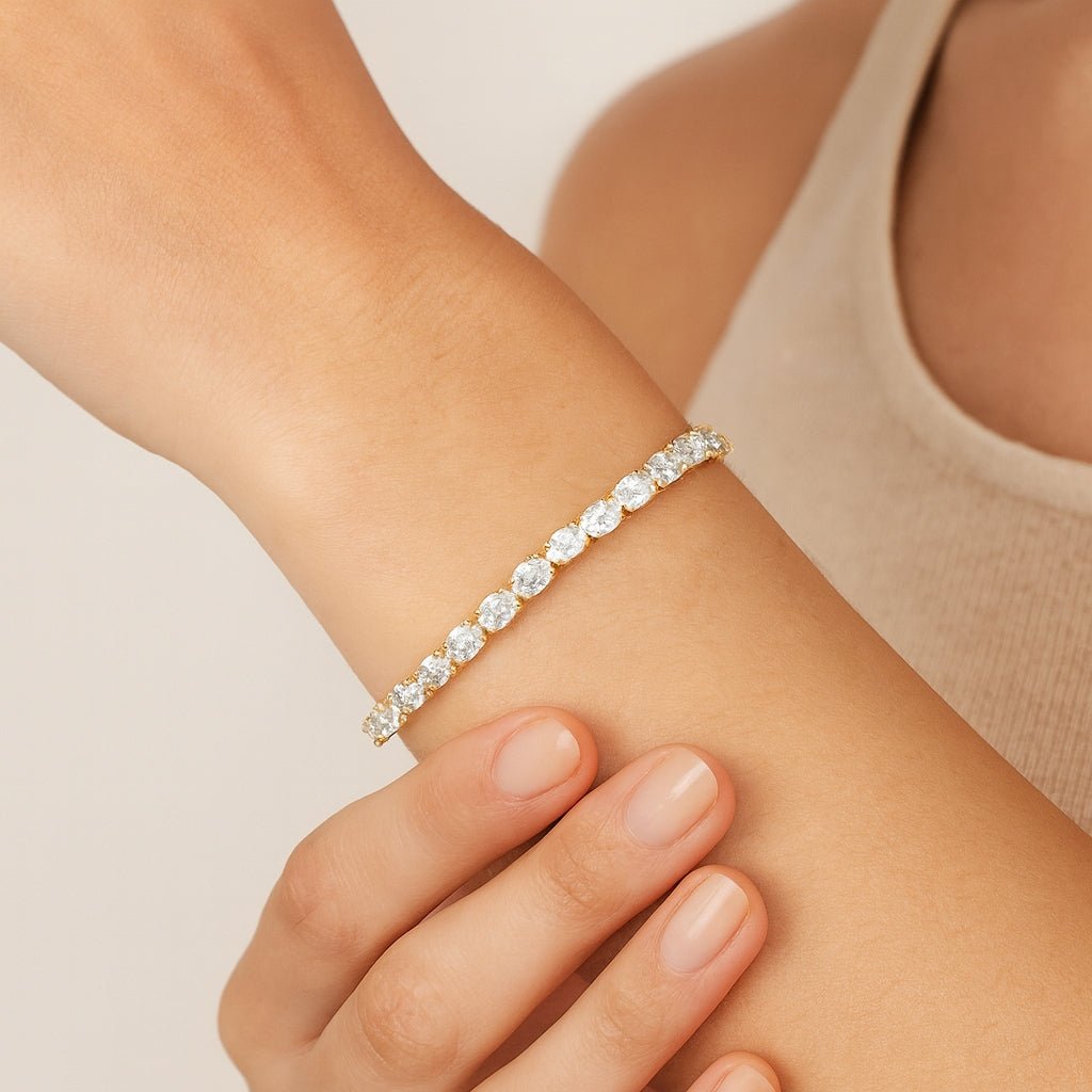 14k Gold Lab - Grown Diamond Tennis Bracelet with Round - Cut Design 12ct - AVI THE JEWELER