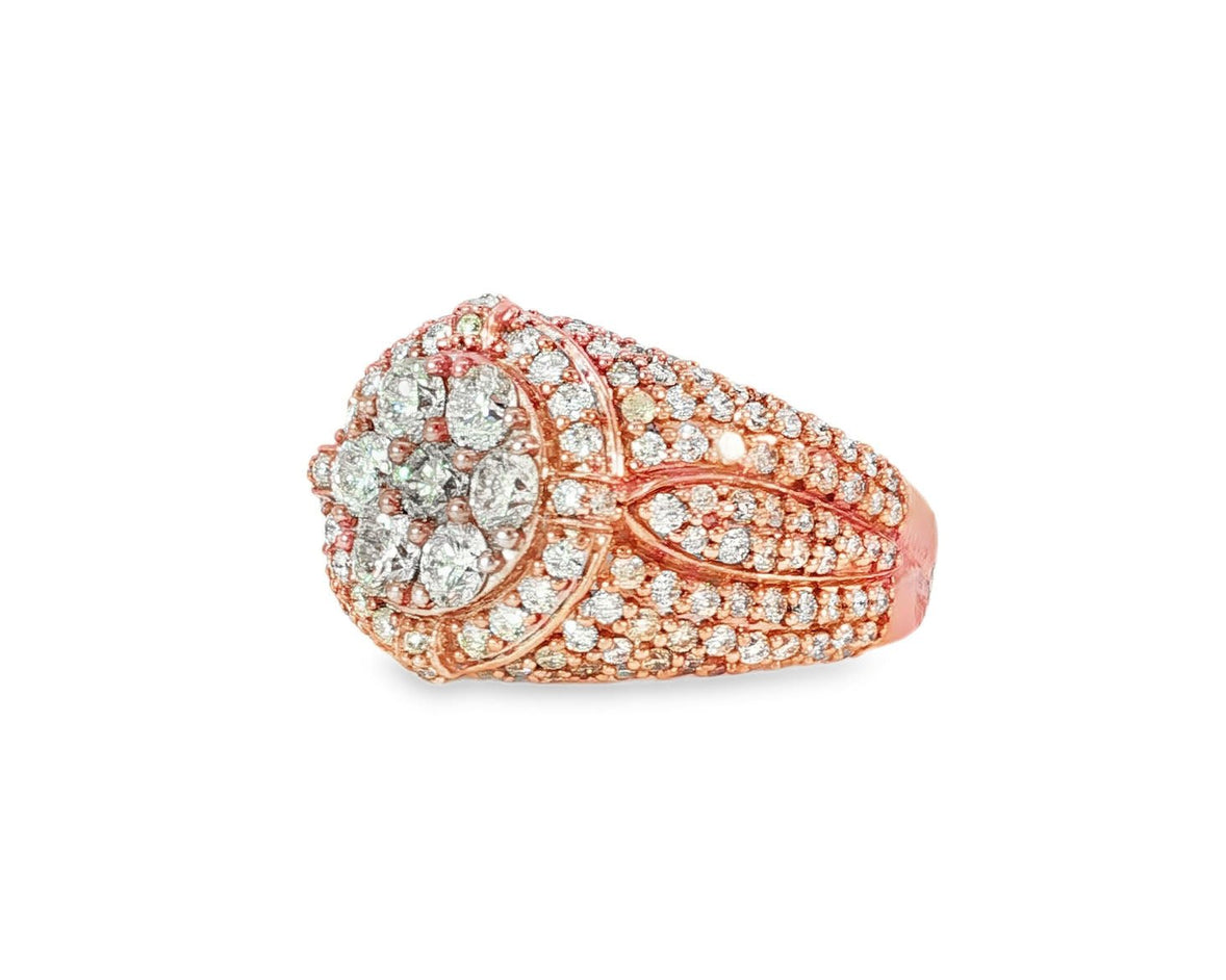 14K Gold Large 3D Cluster Round Diamond Ring 3.77ct - AVI THE JEWELER