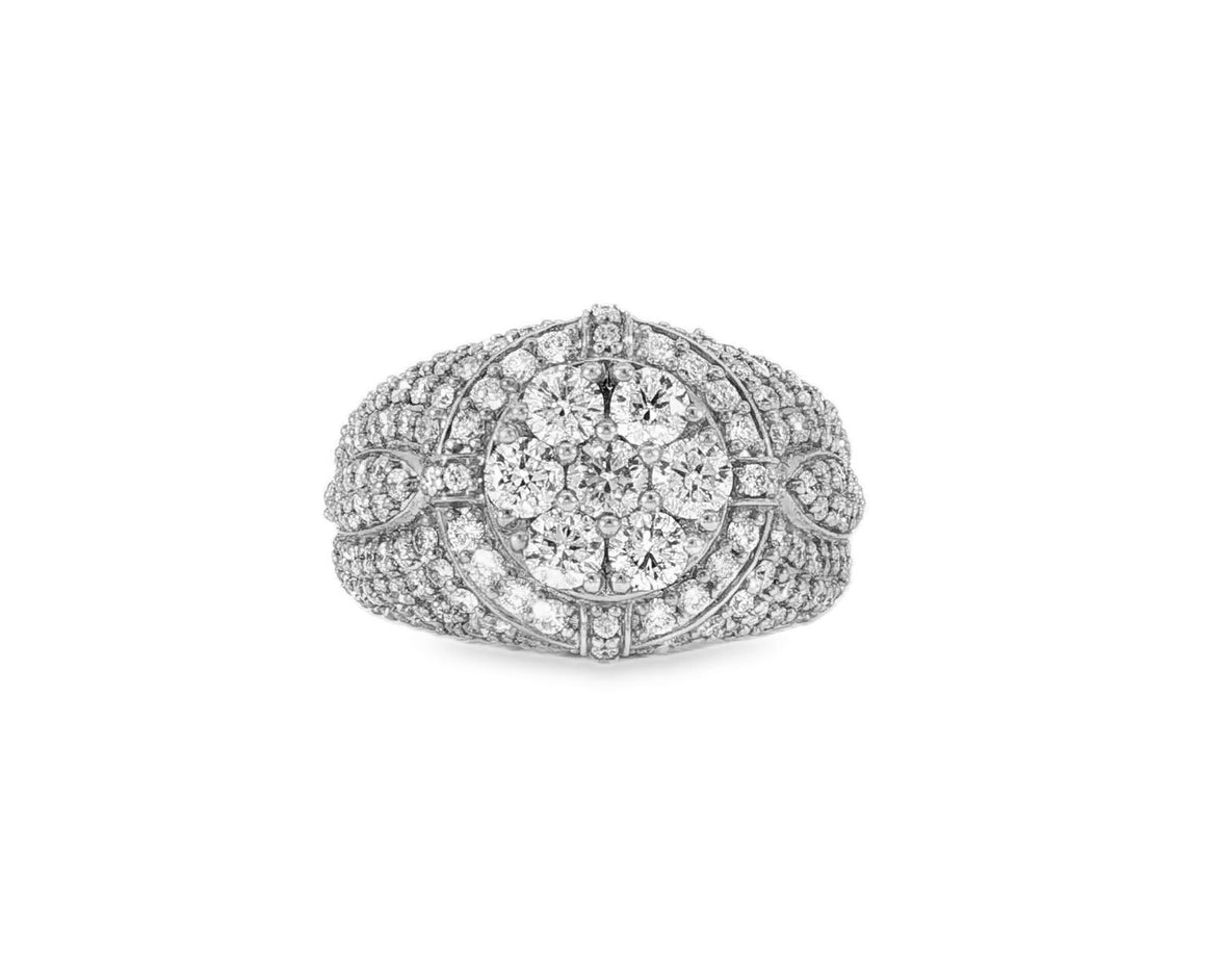 14K Gold Large 3D Cluster Round Diamond Ring 3.77ct - AVI THE JEWELER