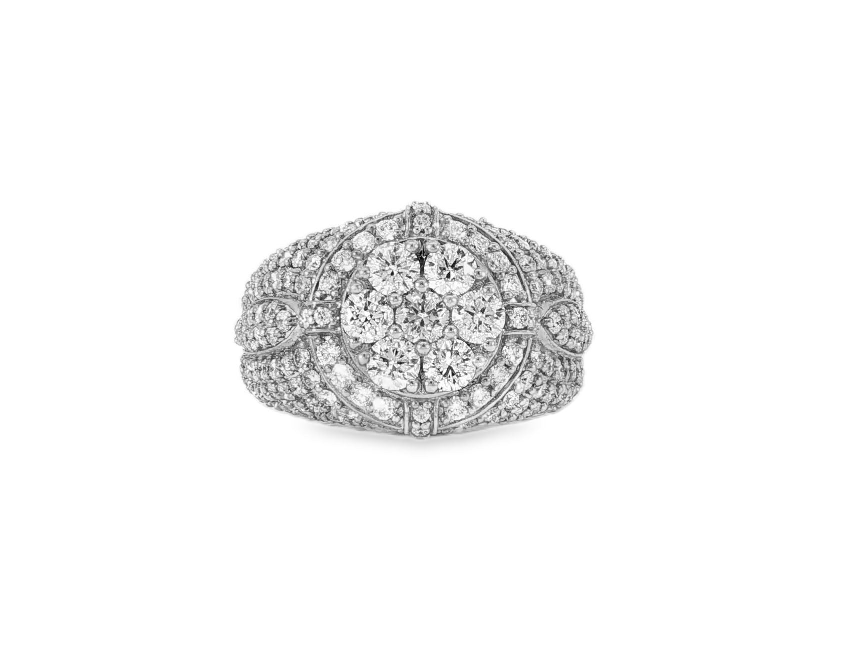 14K Gold Large 3D Cluster Round Diamond Ring 3.77ct - AVI THE JEWELER