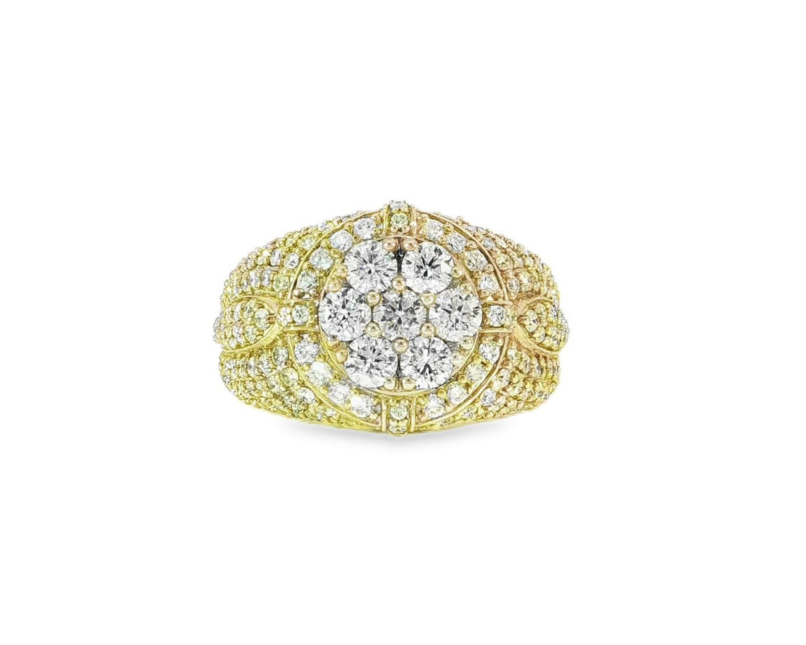 14K Gold Large 3D Cluster Round Diamond Ring 3.77ct - AVI THE JEWELER