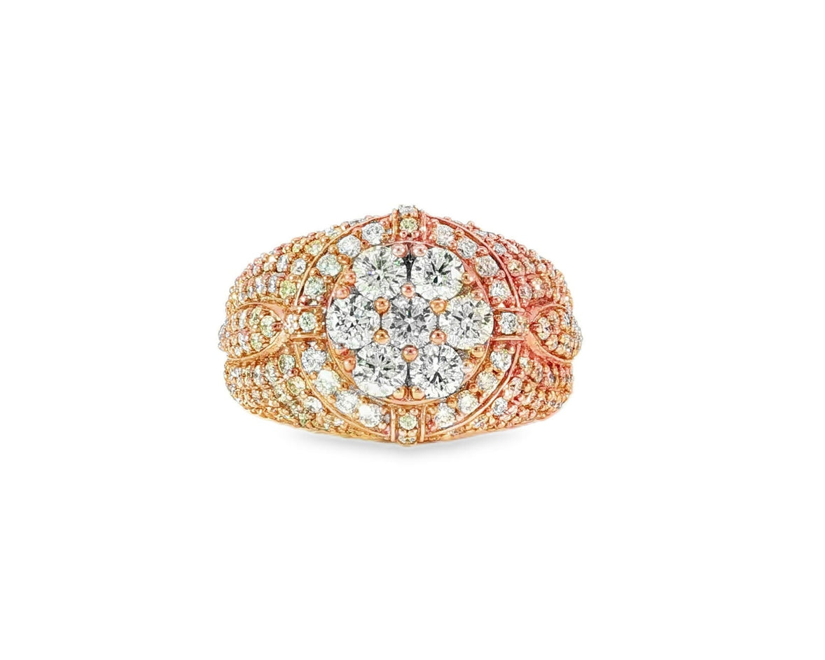 14K Gold Large 3D Cluster Round Diamond Ring 3.77ct - AVI THE JEWELER