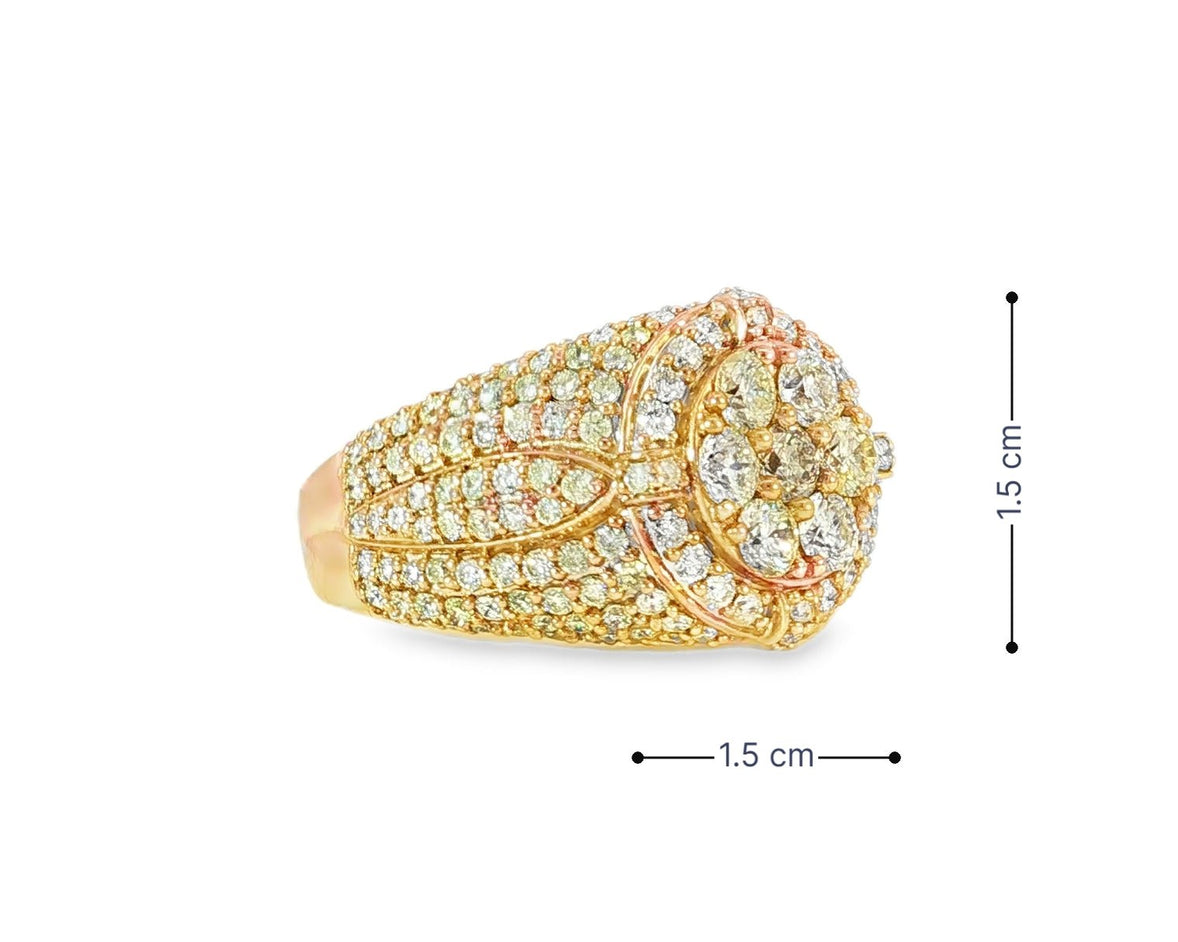 14K Gold Large 3D Cluster Round Diamond Ring 3.77ct - AVI THE JEWELER