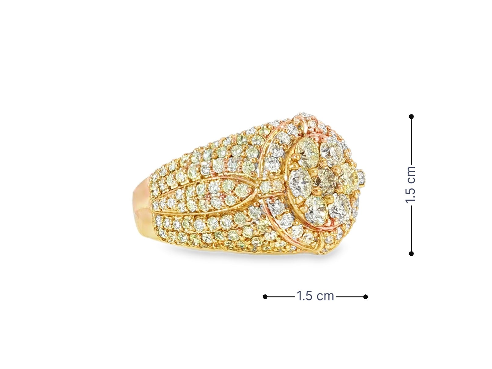 14K Gold Large 3D Cluster Round Diamond Ring 3.77ct - AVI THE JEWELER