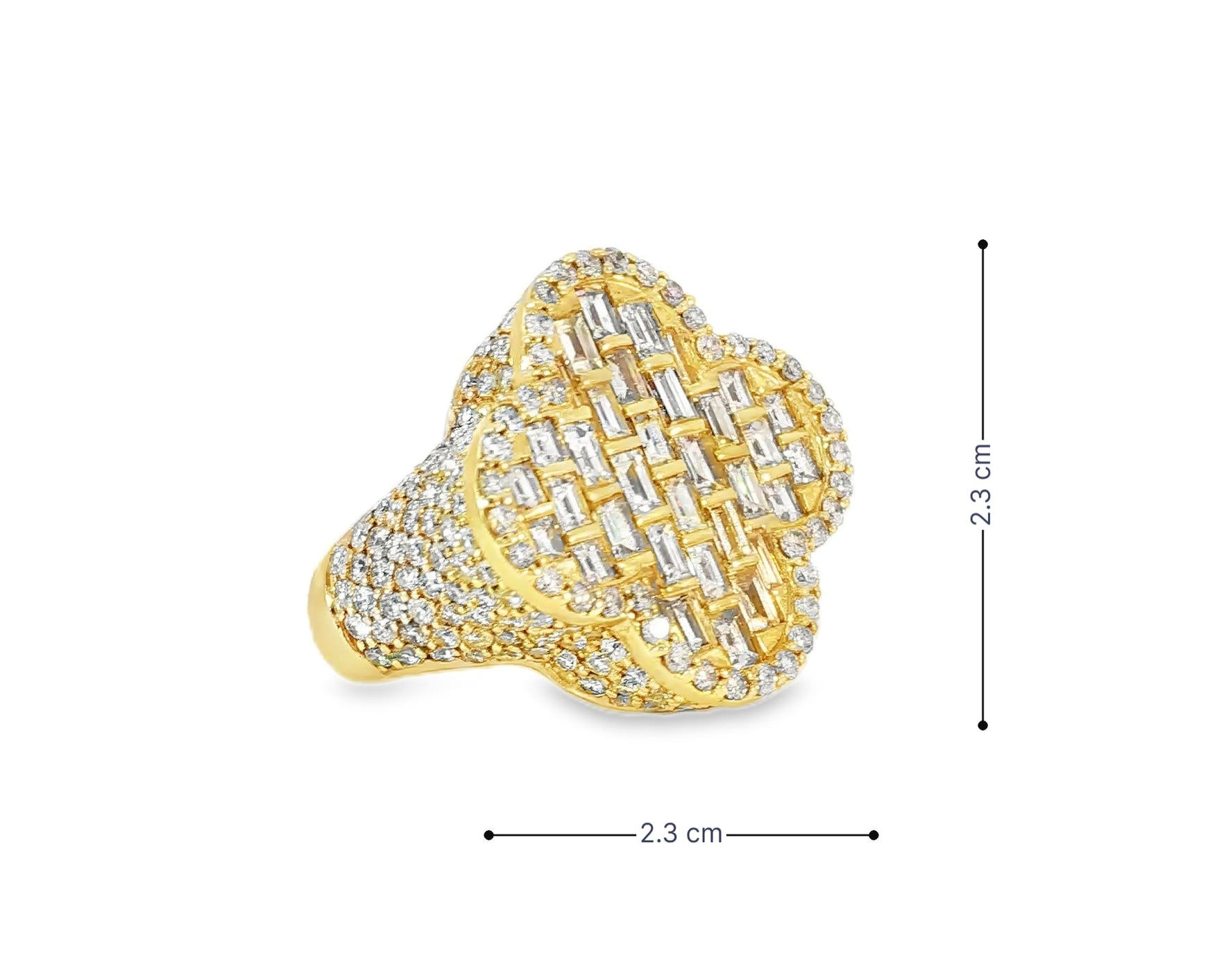 14k Gold Large Clover Ring with Baguette & Round Diamonds 6.01ct - AVI THE JEWELER