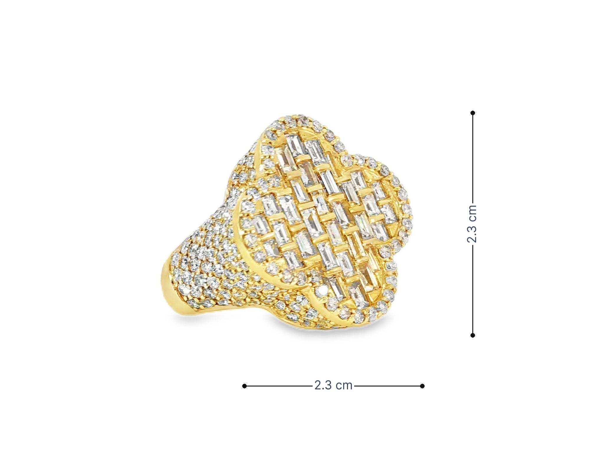 14k Gold Large Clover Ring with Baguette & Round Diamonds 6.01ct - AVI THE JEWELER