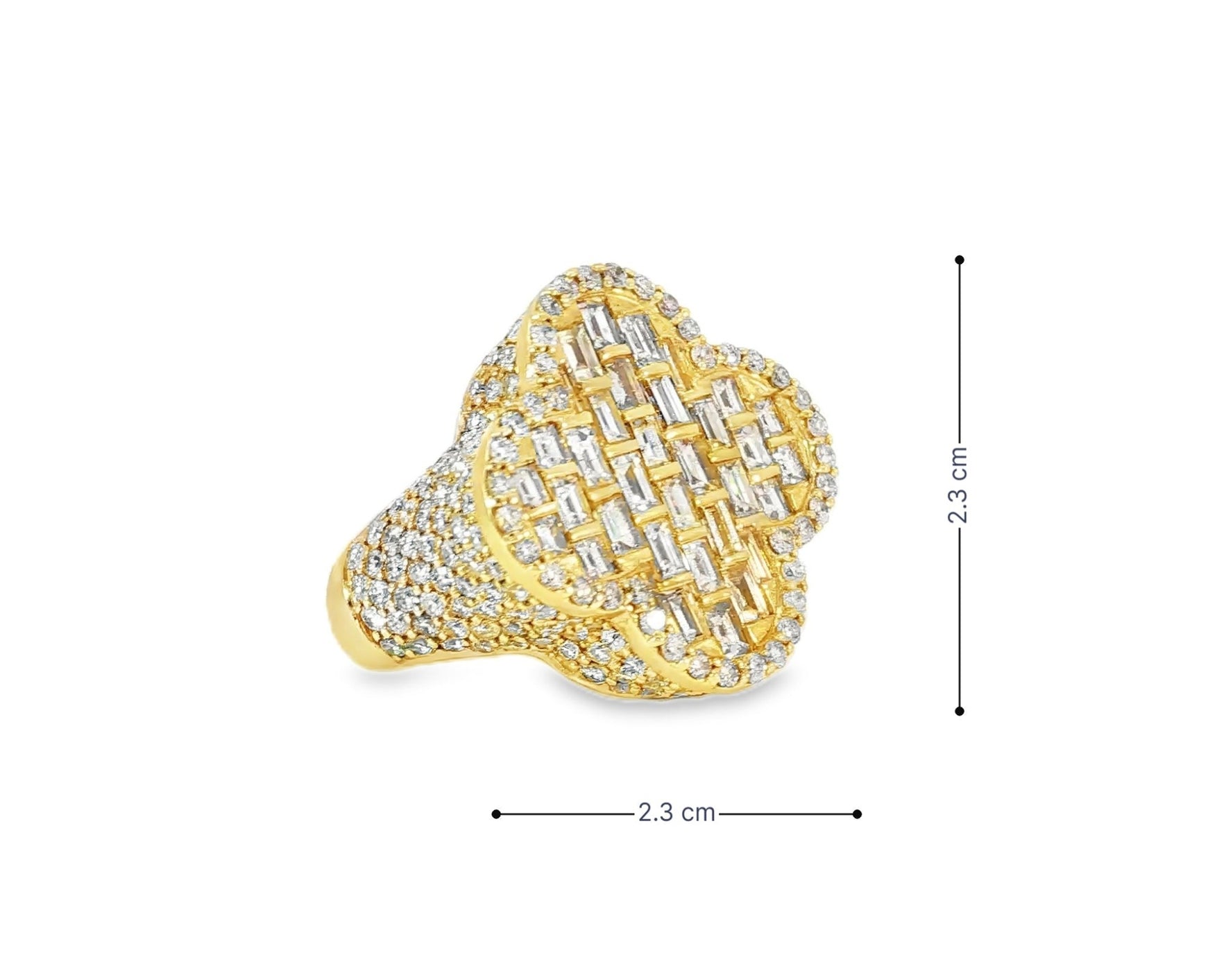 14k Gold Large Clover Ring with Baguette & Round Diamonds 6.01ct – view 6