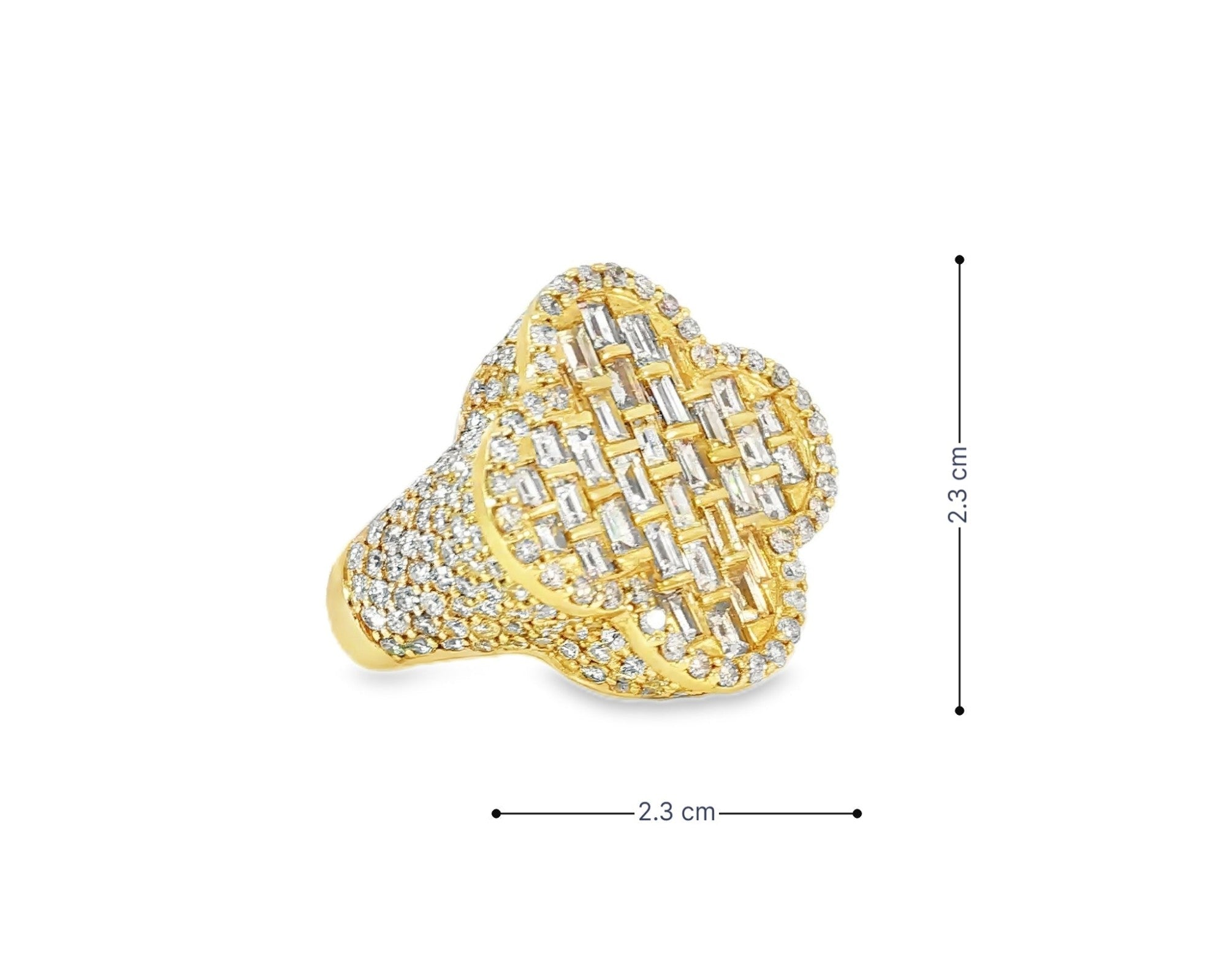 14k Gold Large Clover Ring with Baguette & Round Diamonds 6.01ct – view 6