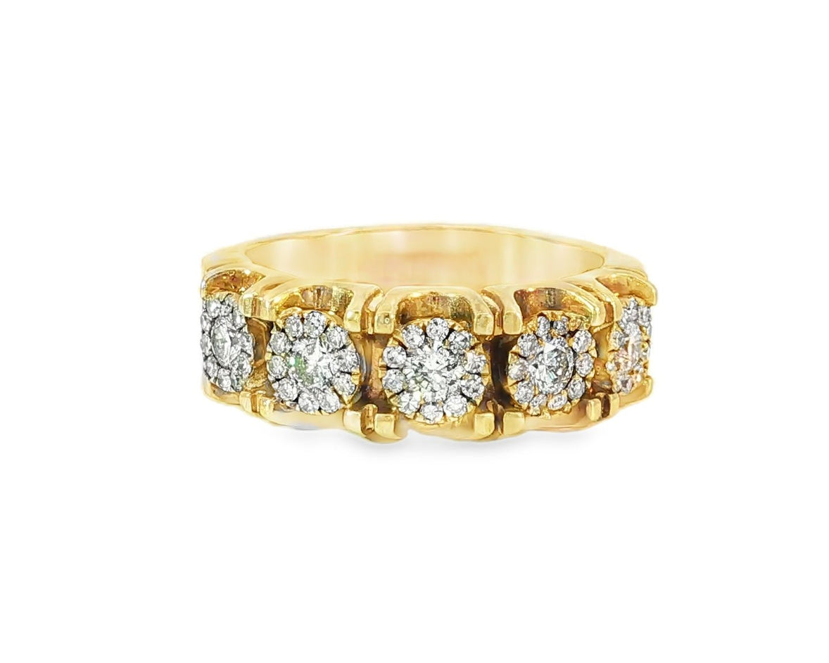 14k Gold Multi - Stone Diamond Ring with Round Brilliant Cut 2.93ct - AVI THE JEWELER