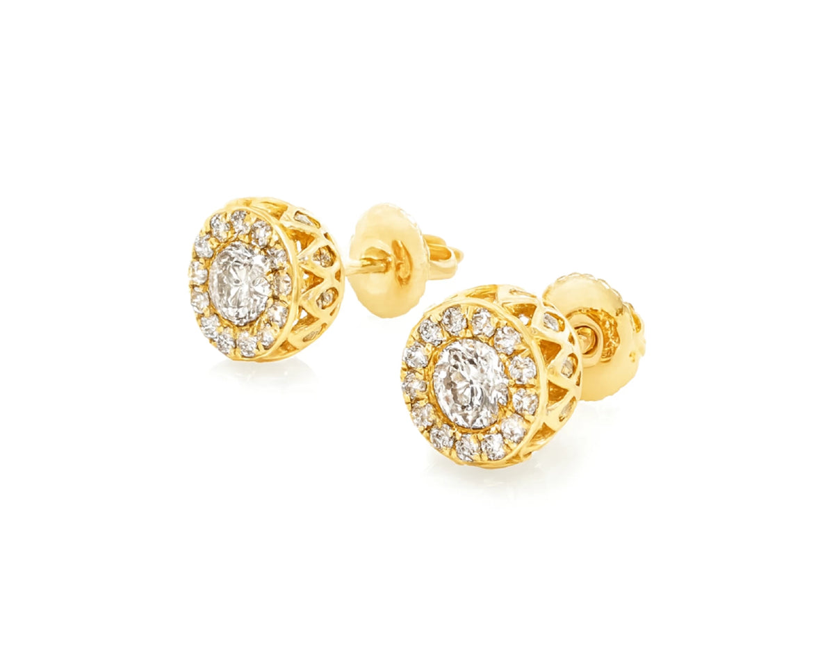 14K Gold Natural Diamond Earrings Halo Design 2.00 CT – lifestyle 4918