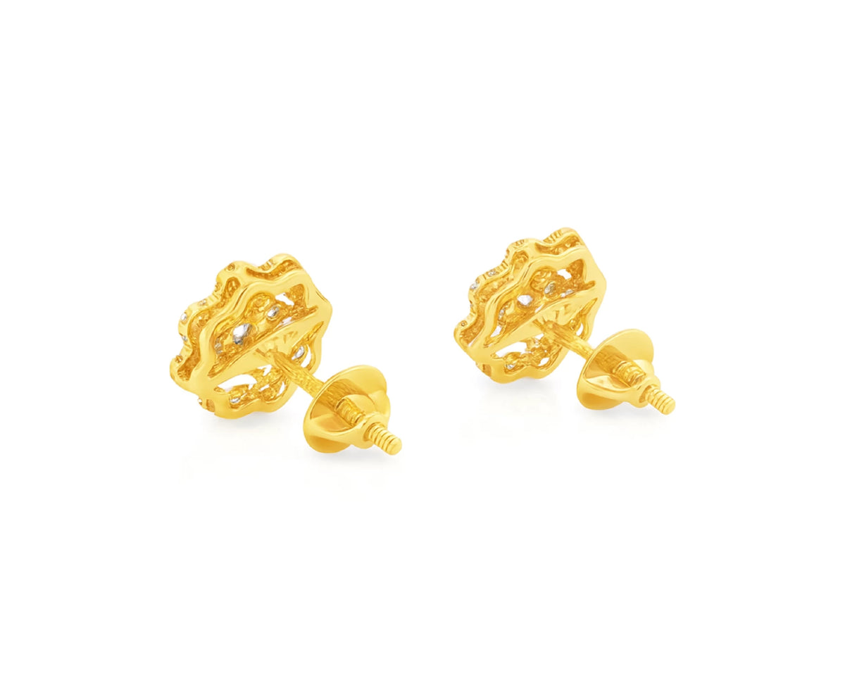 14K Gold Natural Diamond Floral Stud Earrings 2.00 CT – lifestyle 4907