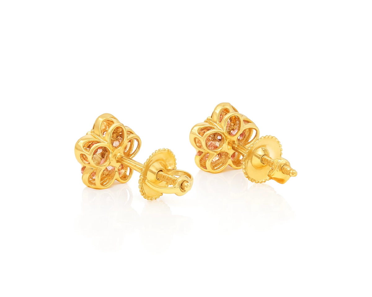 14K Gold Natural Diamond Flower Earrings Cluster Design 1.01 CT – lifestyle 4887