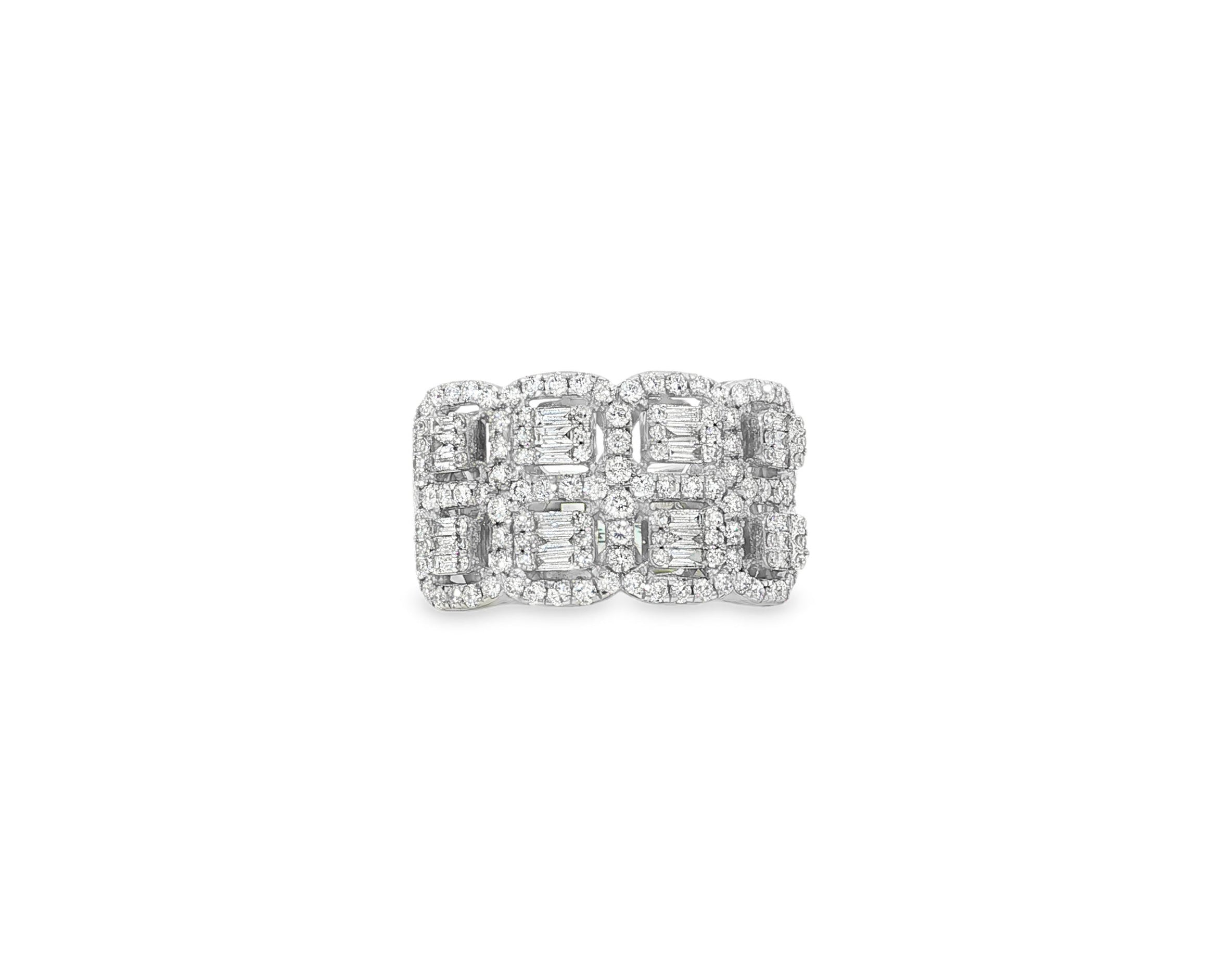 14k Gold Natural Diamond Ring with Emerald - Cut & Round Cluster Design 2.00ct - AVI THE JEWELER