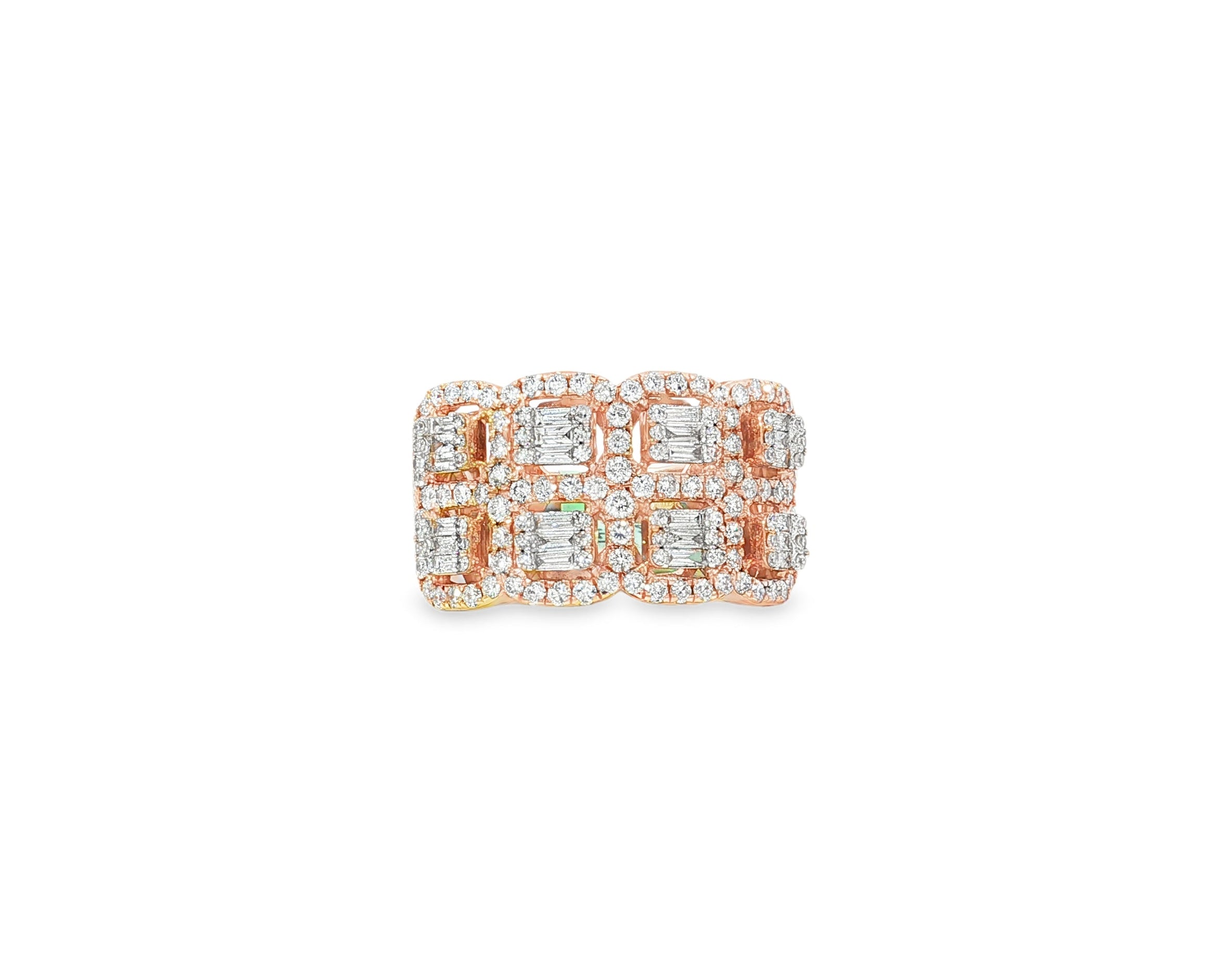 14k Gold Natural Diamond Ring with Emerald - Cut & Round Cluster Design 2.00ct - AVI THE JEWELER