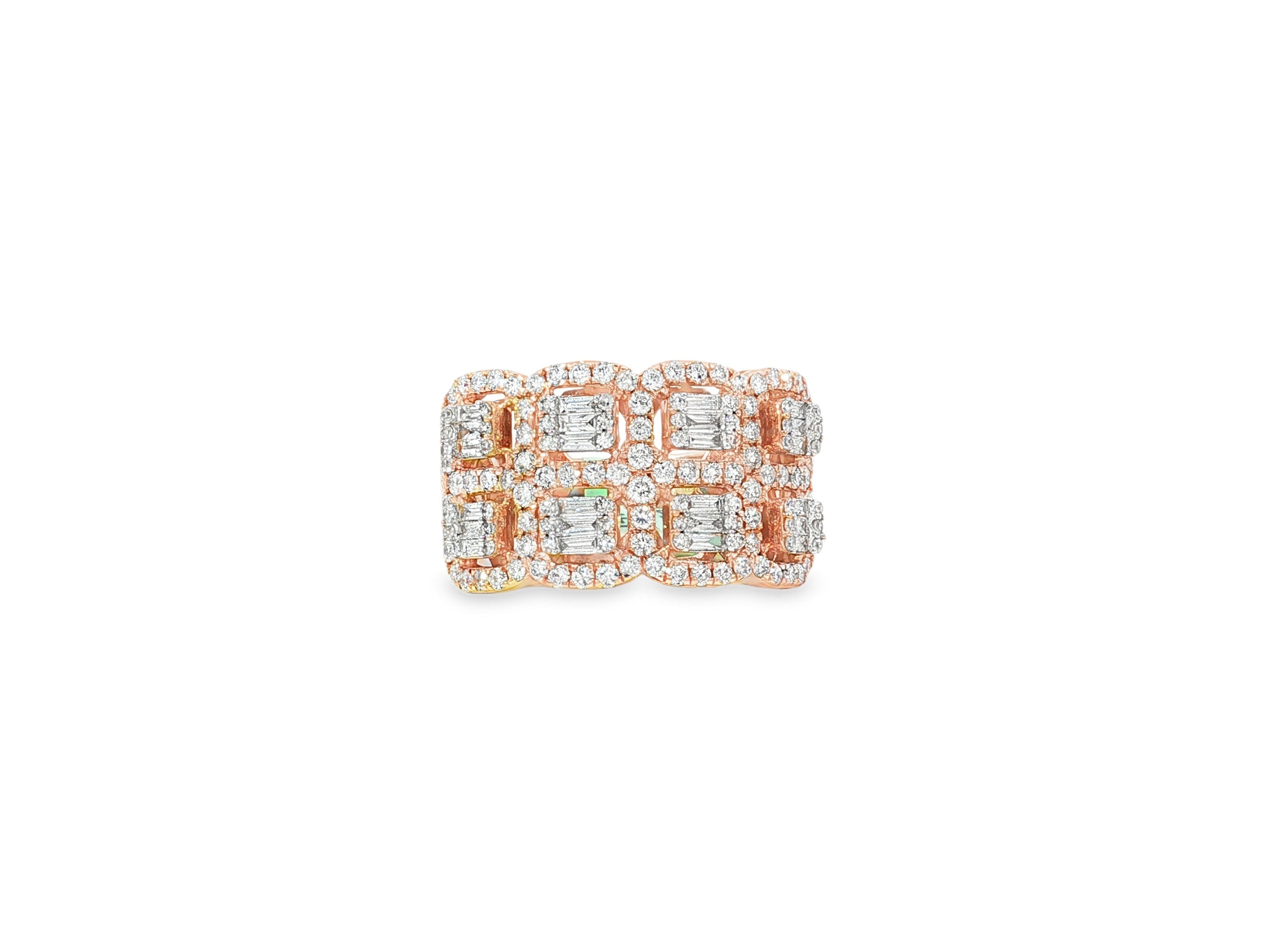 14k Gold Natural Diamond Ring with Emerald - Cut & Round Cluster Design 2.00ct - AVI THE JEWELER