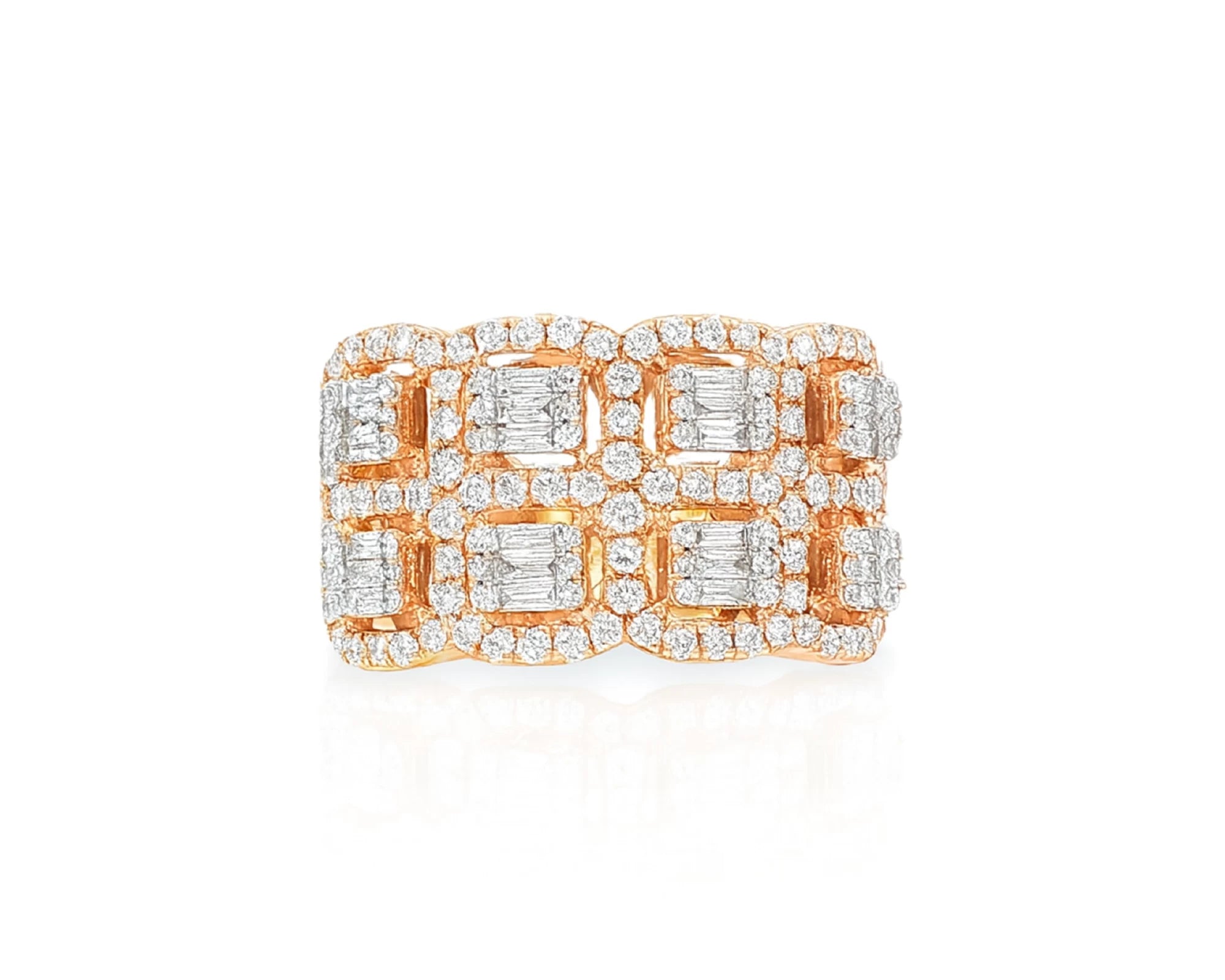 14k Gold Natural Diamond Ring with Emerald-Cut & Round Cluster Design 2.00ct – lifestyle 1612