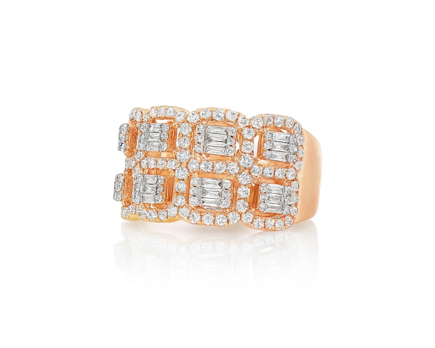 14k Gold Natural Diamond Ring with Emerald-Cut & Round Cluster Design 2.00ct – lifestyle 1613