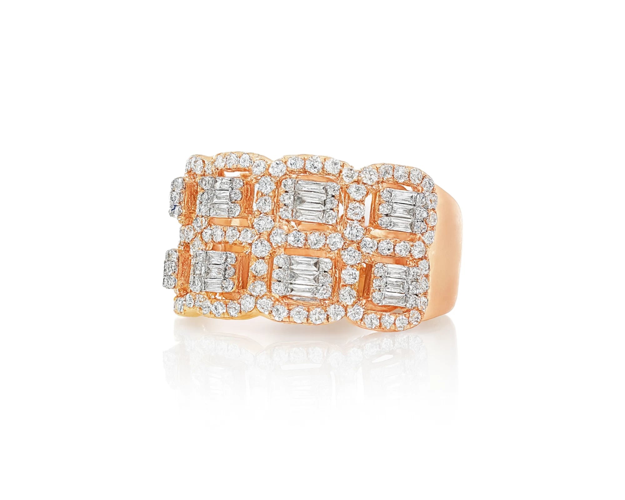 14k Gold Natural Diamond Ring with Emerald-Cut & Round Cluster Design 2.00ct – lifestyle 1613
