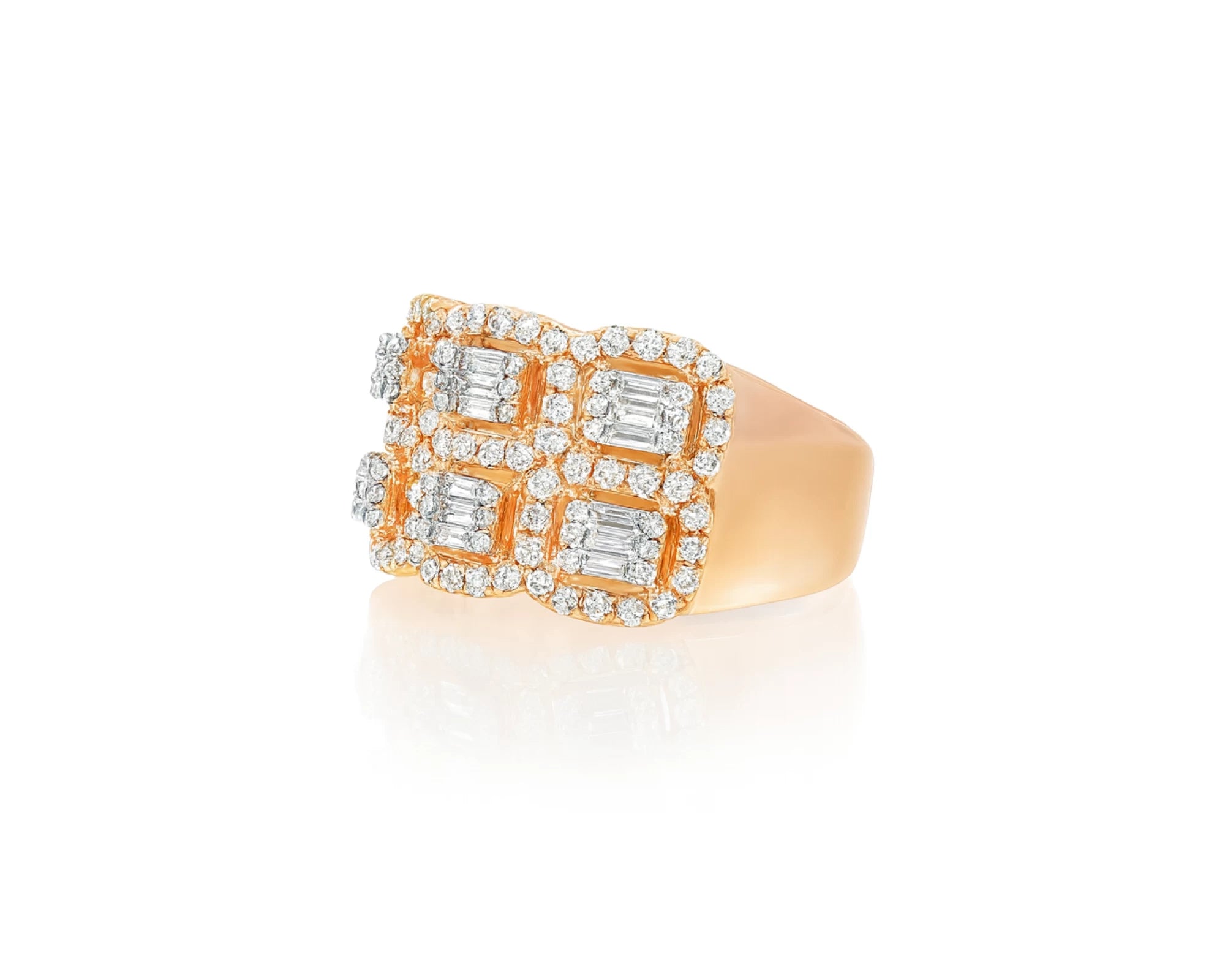 14k Gold Natural Diamond Ring with Emerald-Cut & Round Cluster Design 2.00ct – lifestyle 1614