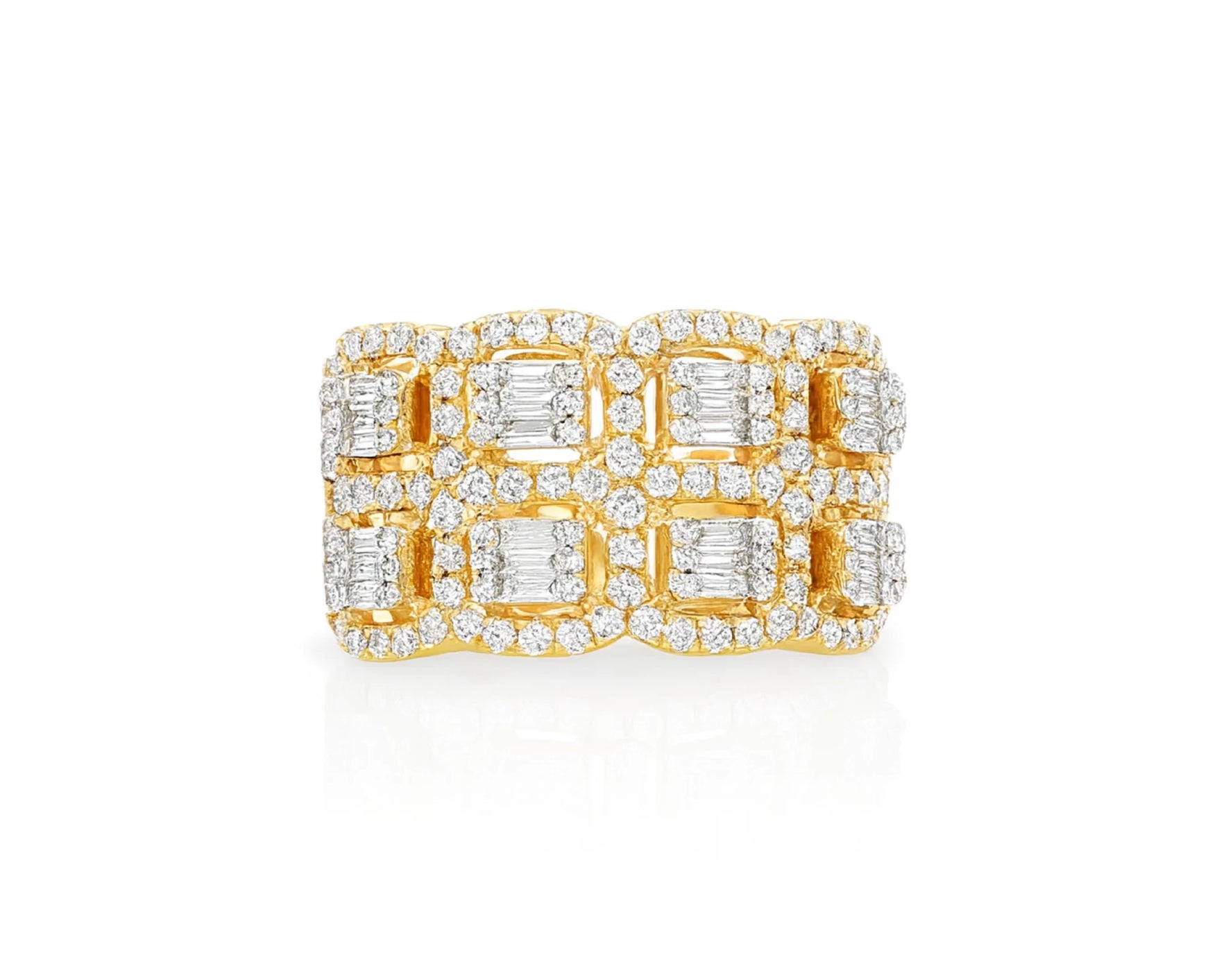 14k Gold Natural Diamond Ring with Emerald-Cut & Round Cluster Design 2.00ct – lifestyle 1615