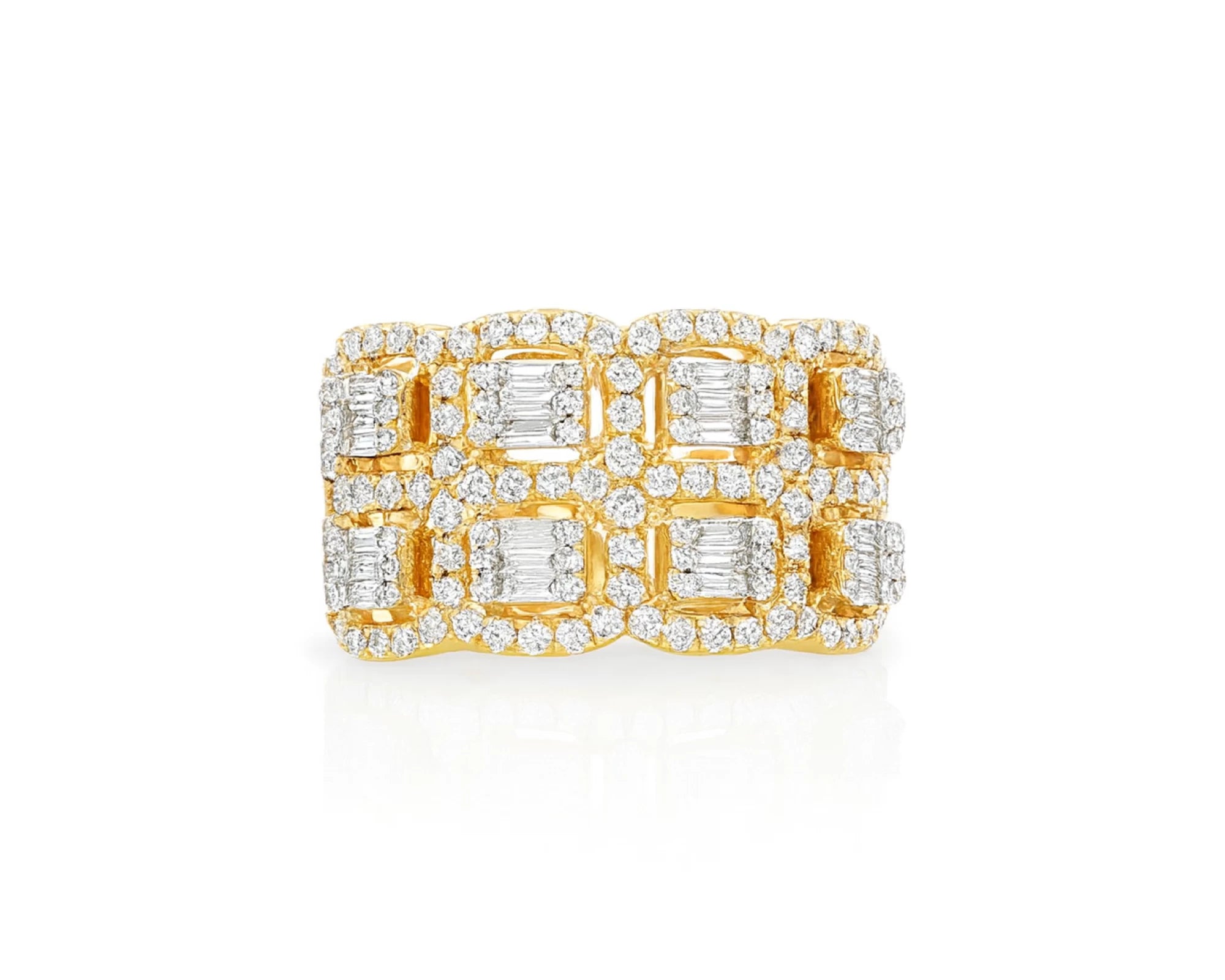 14k Gold Natural Diamond Ring with Emerald-Cut & Round Cluster Design 2.00ct – lifestyle 1615