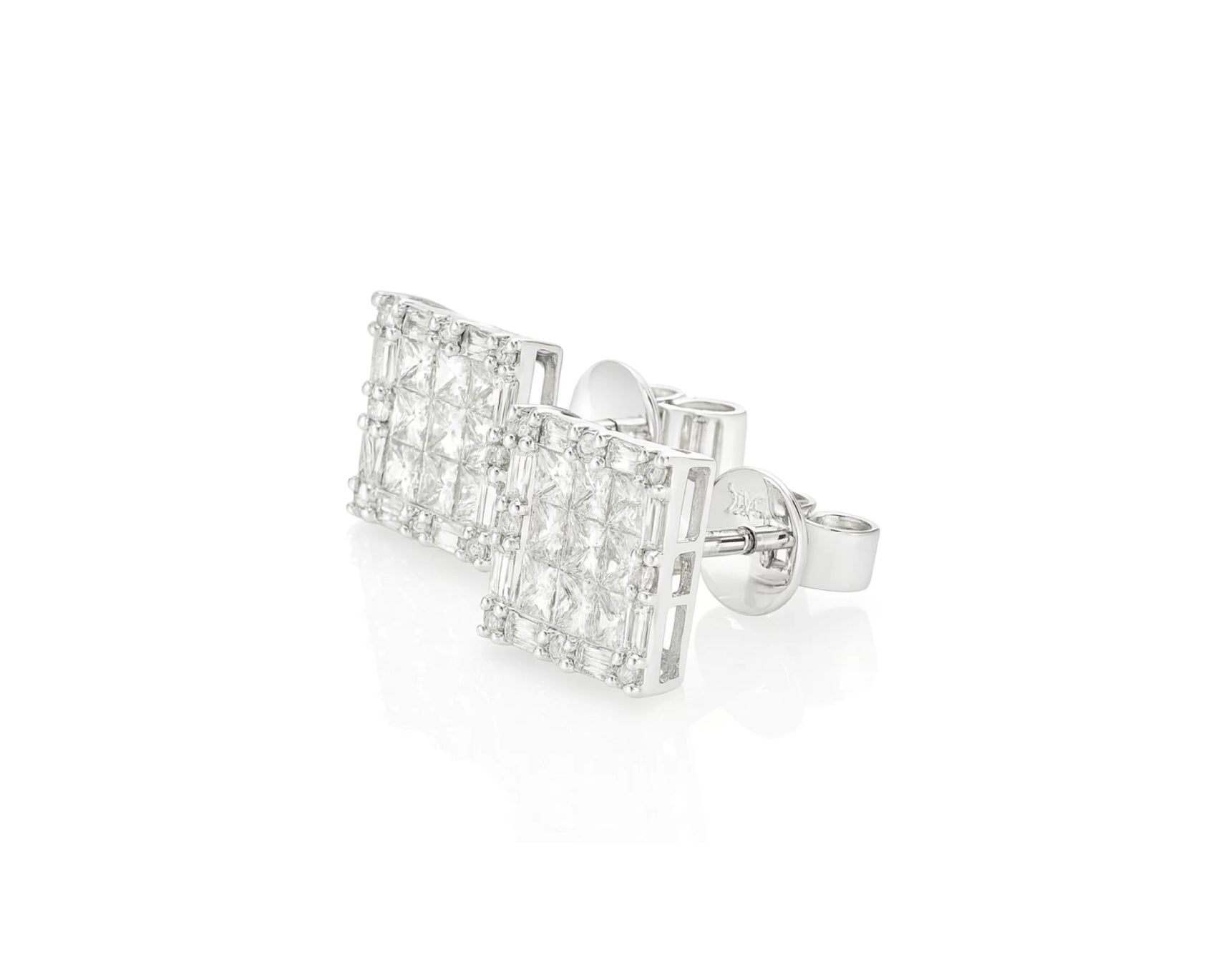 14K Gold Natural Diamond Square Stud Earrings 1.60 CT – lifestyle 4965