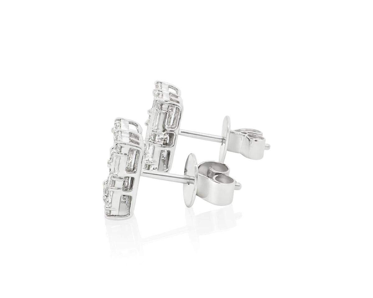 14K Gold Natural Diamond Square Stud Earrings 1.60 CT – lifestyle 4966