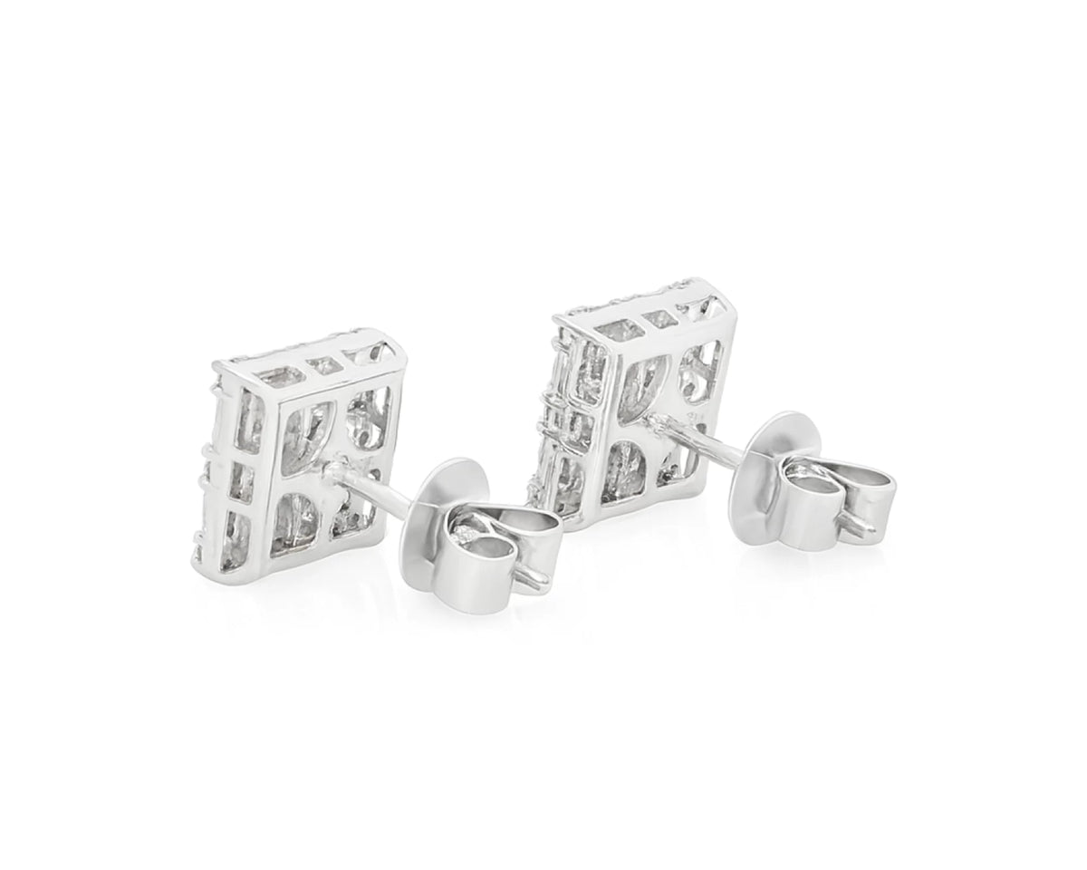14K Gold Natural Diamond Square Stud Earrings 1.60 CT – lifestyle 4967