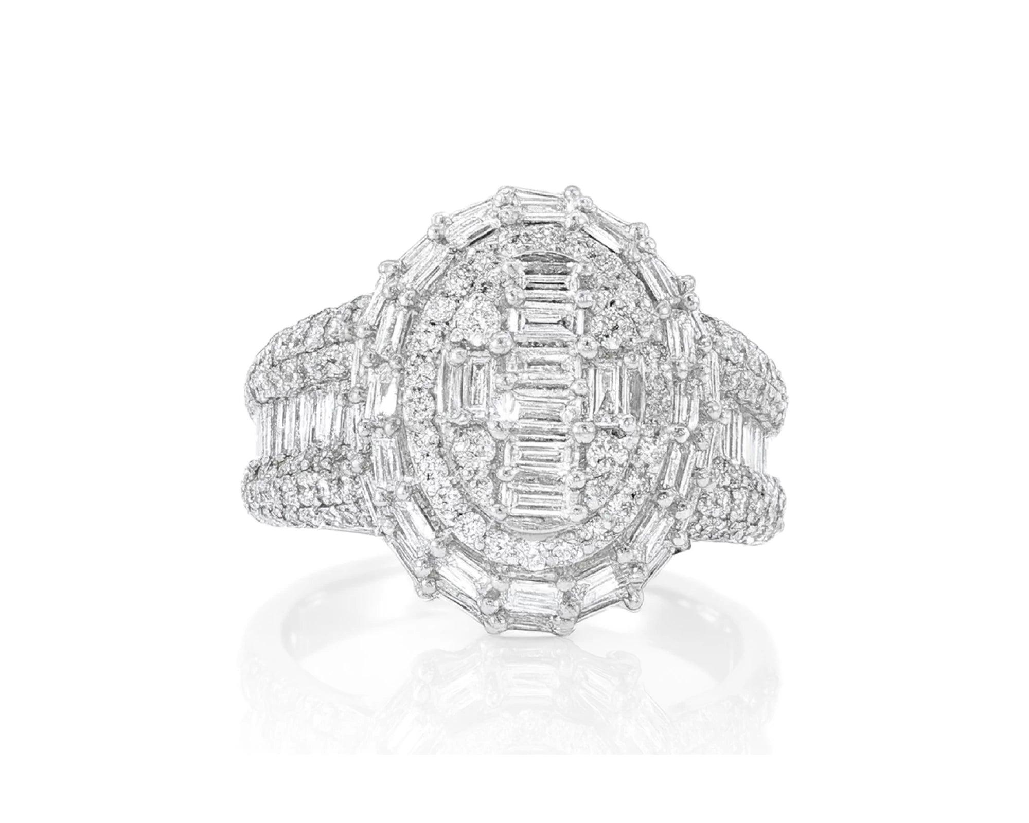 14k Gold Oval Halo Ring with Baguette AND Round Diamonds 3.75ct – lifestyle 2831