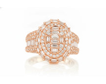 14k Gold Oval Halo Ring with Baguette AND Round Diamonds 3.75ct