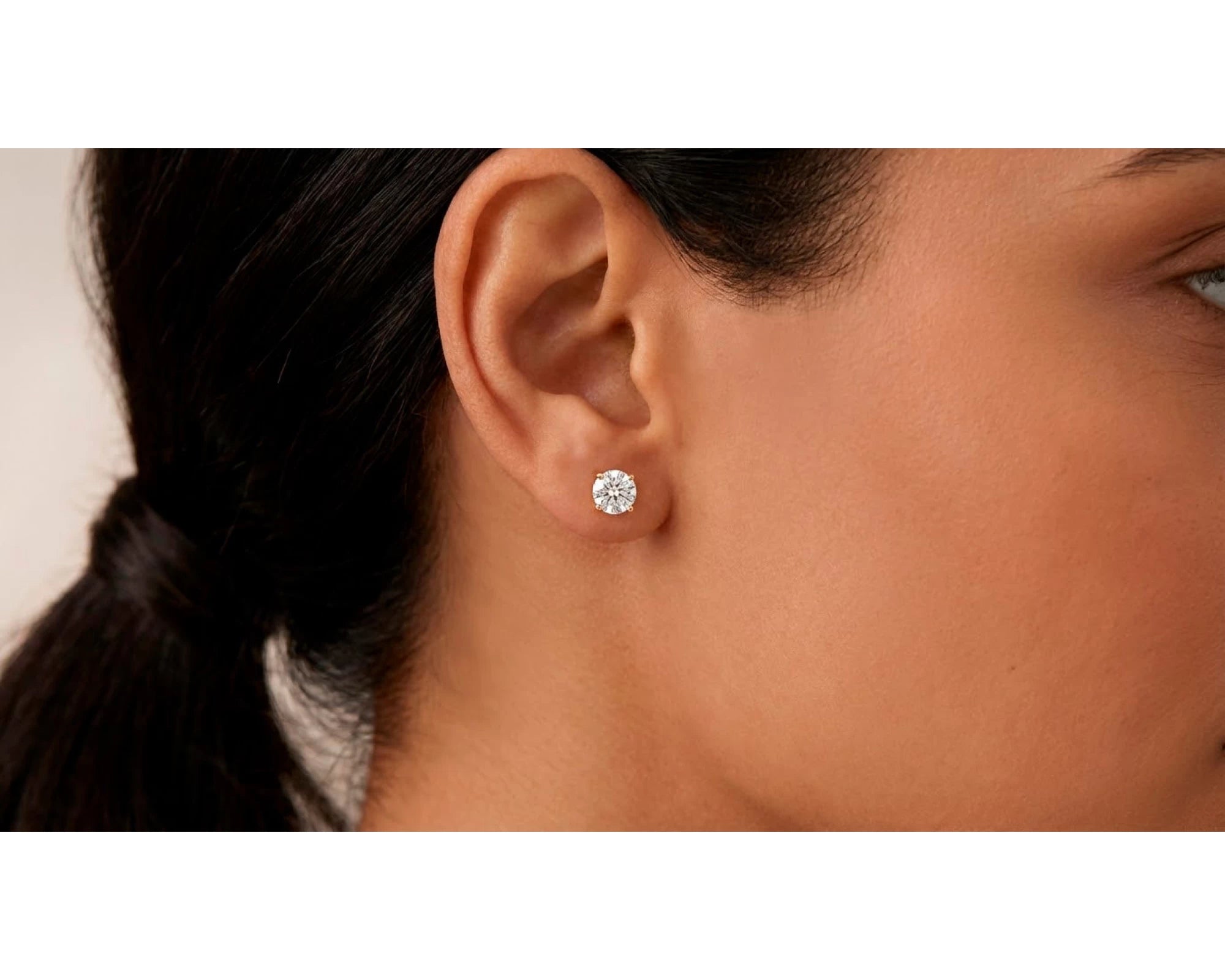 14K Gold Round Solitaire Four-Prong Stud Earrings 2.07 CT – view 2