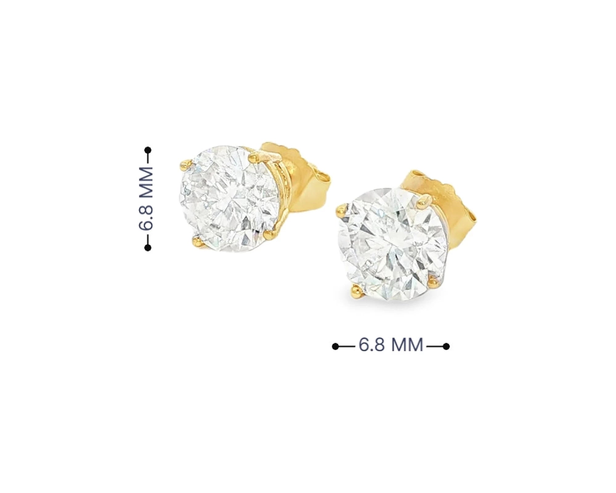 14K Gold Round Solitaire Four-Prong Stud Earrings 2.07 CT – view 6