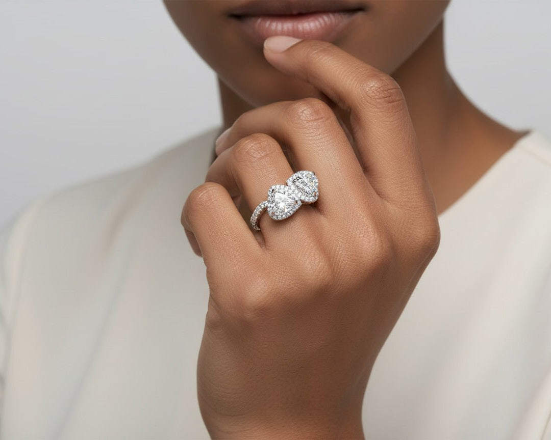 14k Heart Cut Double Halo Micropavé Engagement Ring 7.00 CT - AVI THE JEWELER