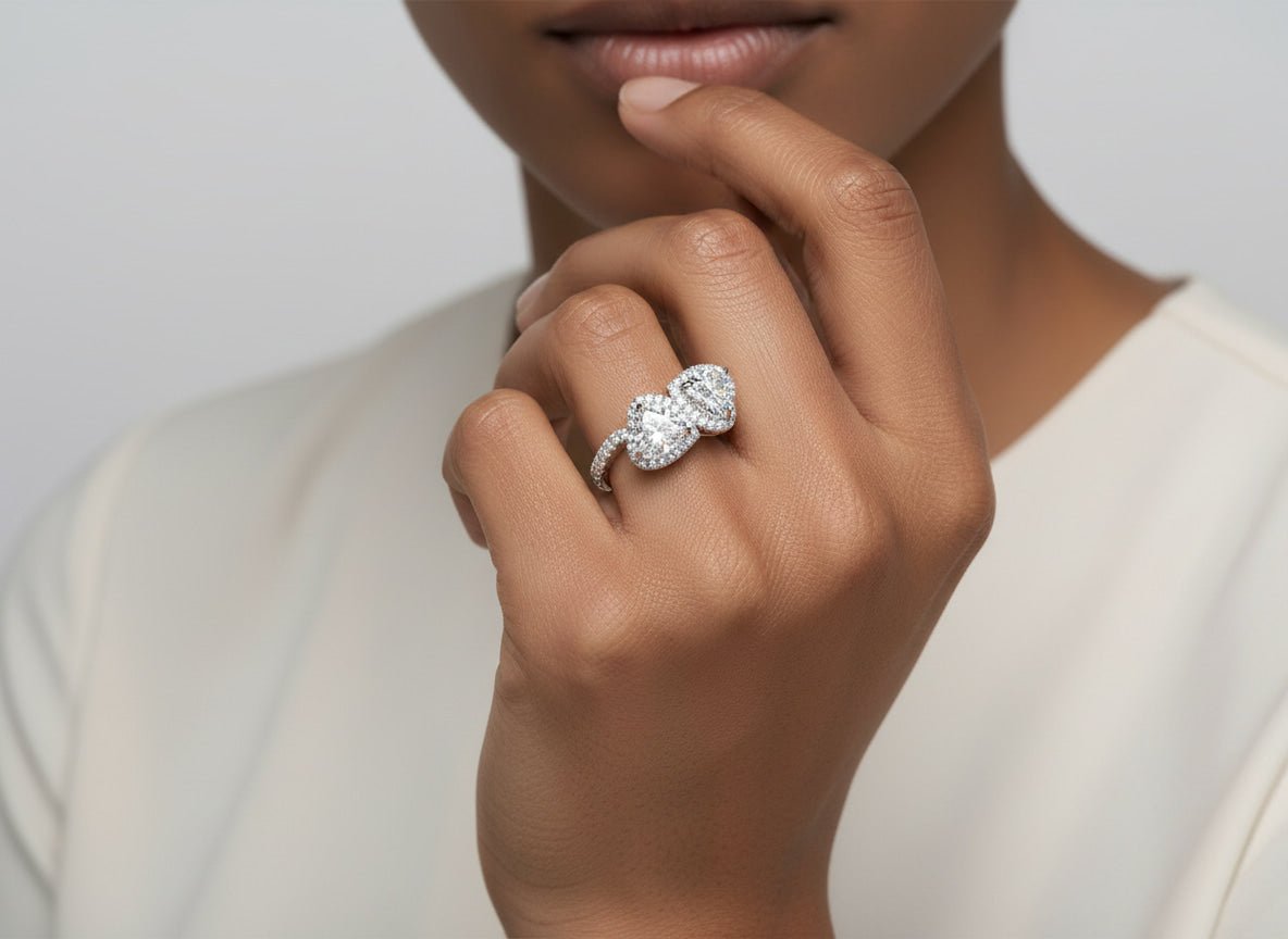 14k Heart Cut Double Halo Micropavé Engagement Ring 7.00 CT - AVI THE JEWELER