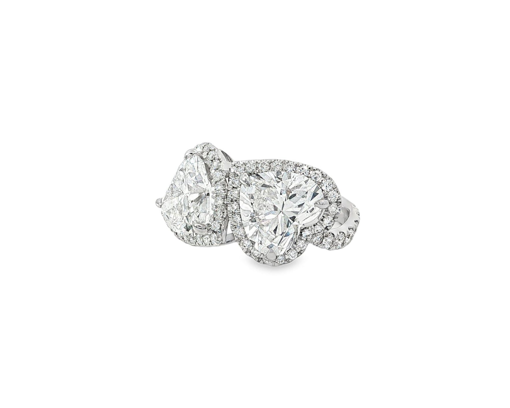14k Heart Cut Double Halo Micropavé Engagement Ring 7.00 CT - AVI THE JEWELER