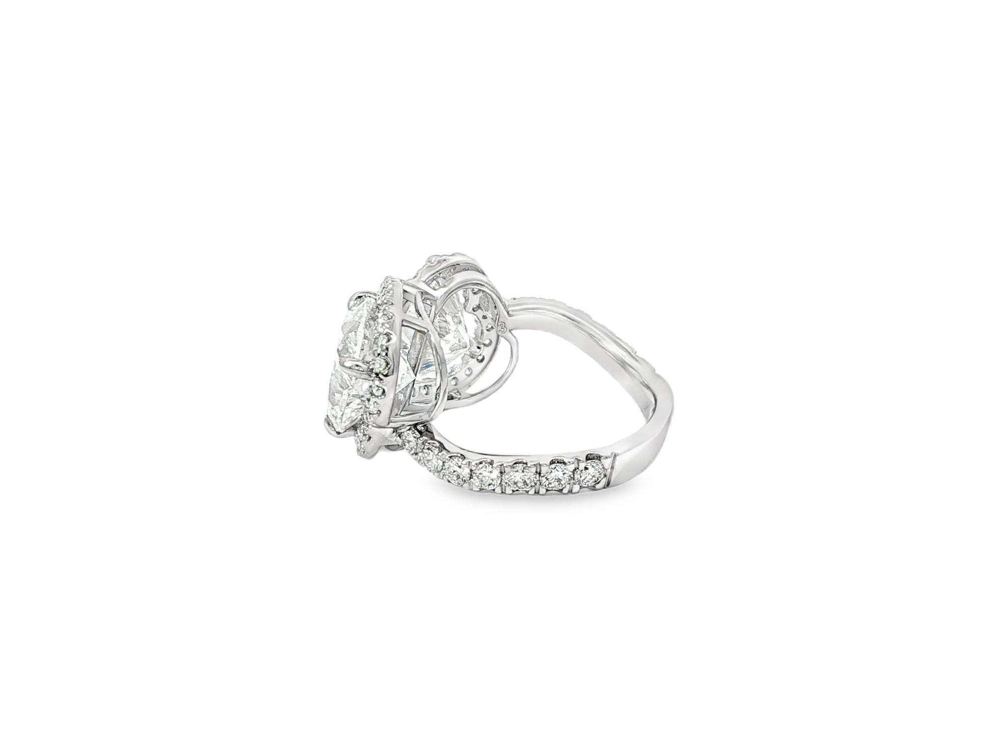 14k Heart Cut Double Halo Micropavé Engagement Ring 7.00 CT - AVI THE JEWELER