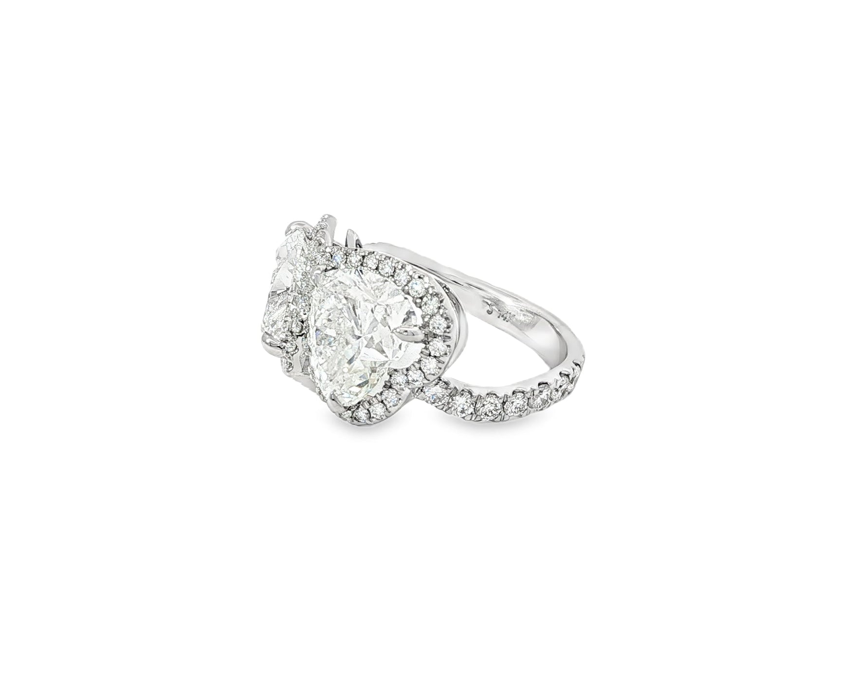 14k Heart Cut Double Halo Micropavé Engagement Ring 7.00 CT - AVI THE JEWELER