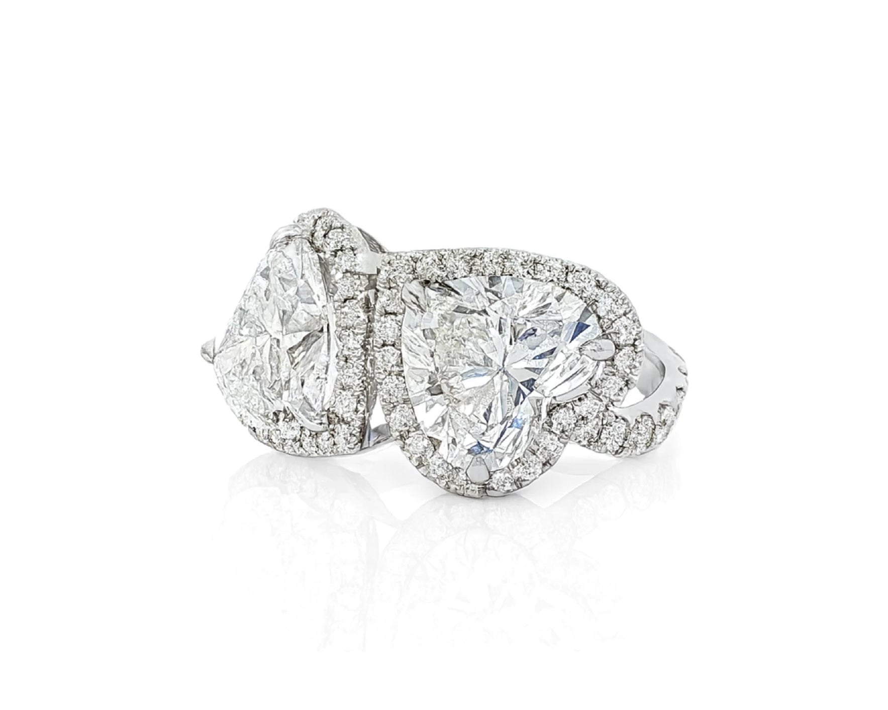 14k Heart Cut Double Halo Micropavé Engagement Ring 7.00 CT – lifestyle 1920