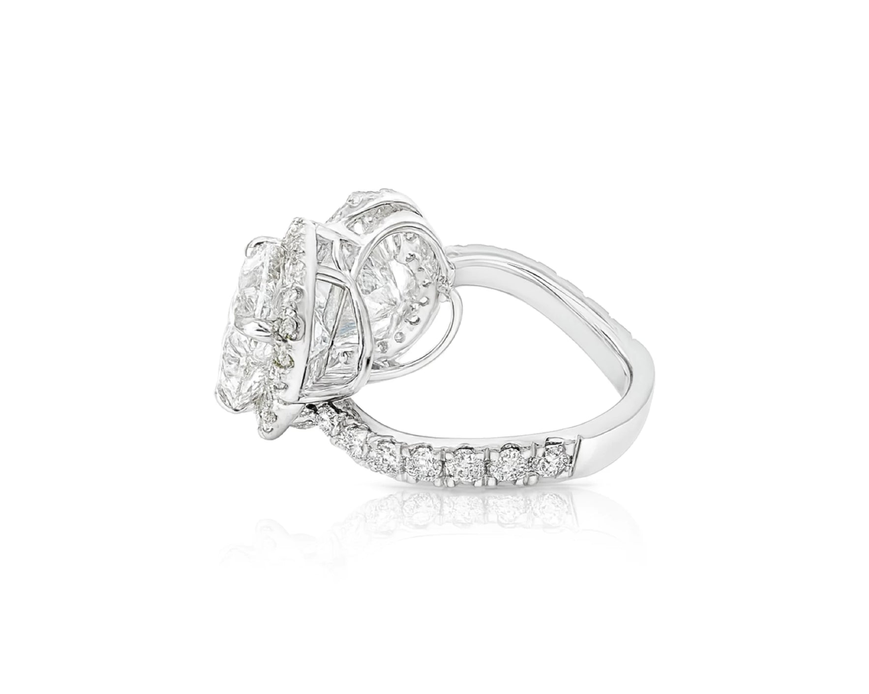 14k Heart Cut Double Halo Micropavé Engagement Ring 7.00 CT – lifestyle 1922