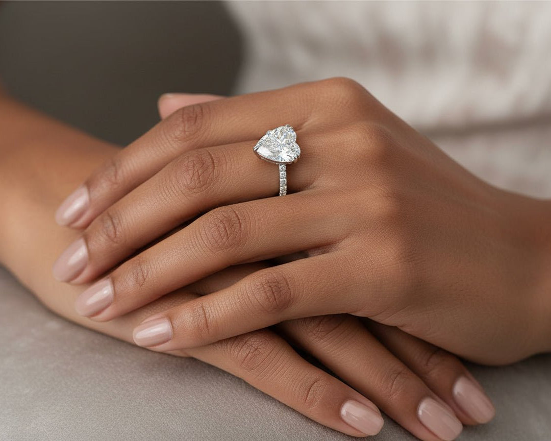 14k Heart Cut Luxe Pavé Detail Engagement Ring 5.97 CT - AVI THE JEWELER