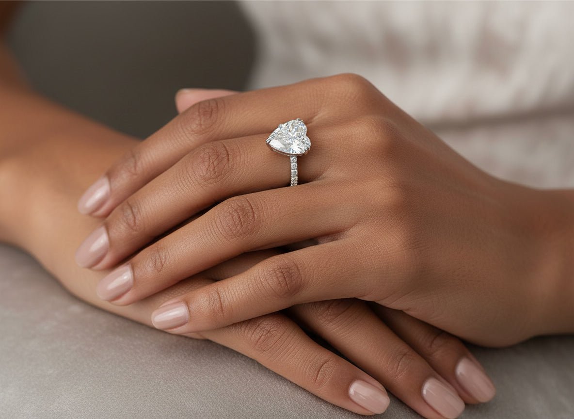 14k Heart Cut Luxe Pavé Detail Engagement Ring 5.97 CT - AVI THE JEWELER