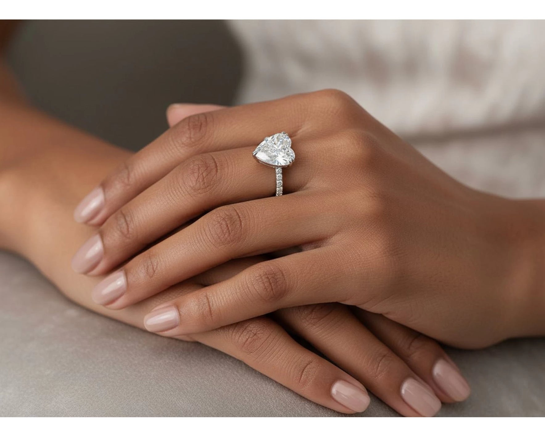 14k Heart Cut Luxe Pavé Detail Engagement Ring 5.97 CT – view 2